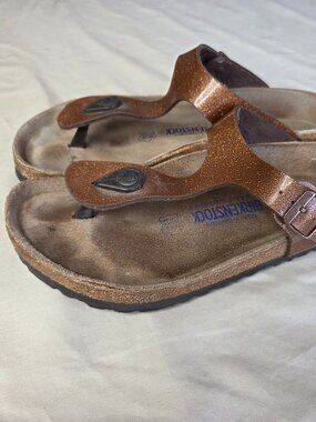 Women's - Birkenstock Gizeh Thong Sandals Copper Bronze Glitter - Size 40